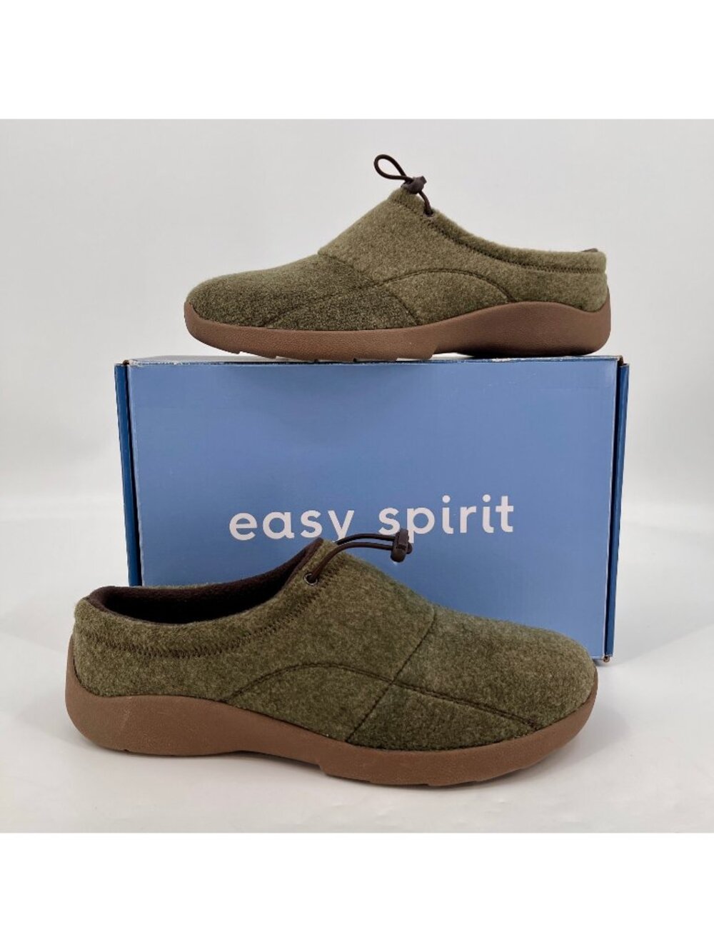 Easy Spirit Keebler2 Clogs Mens Sz 9M Dark Green Felt Upper SlipOn Walking Shoes